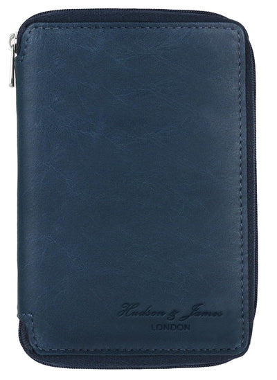 Hudson & James 100% Real Leather Travel Wallet Passport Holder Cover RFID Blocking- Document Case Organizer