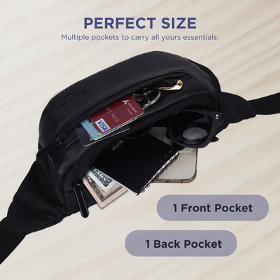 Hudson & James Bumbag Waist Fanny Pack Running Belt for Men Women Unisex Bum Bag Zipper Pockets Adjustable Belt, Waterproof Pocket for Outdoors Workout Hiking Gifts for Men Women