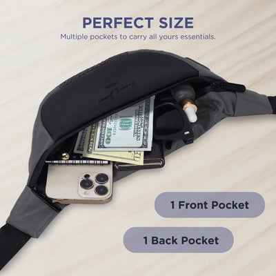 Hudson & James Bumbag Waist Fanny Pack Running Belt for Men Women Unisex Bum Bag Zipper Pockets Adjustable Belt, Waterproof Pocket for Outdoors Workout Hiking Gifts for Men Women