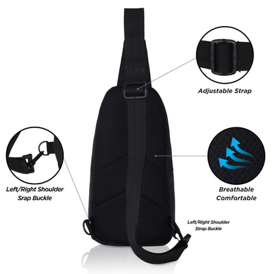 Hudson & James Small Sling Bag, Lightweight Crossbody Backpack for Men Women Kids, Shoulder Bag for Sports and Outdoor Walking Hiking Travel