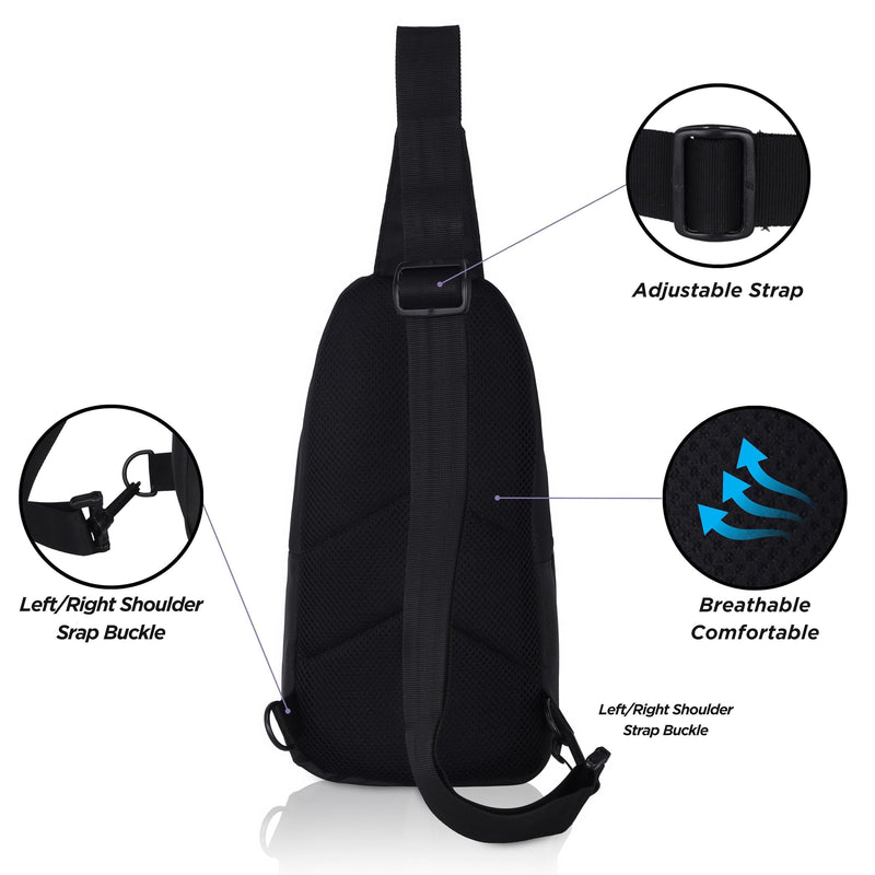 Hudson & James Small Sling Bag, Lightweight Crossbody Backpack for Men Women Kids, Shoulder Bag for Sports and Outdoor Walking Hiking Travel