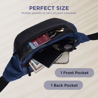 Hudson & James Bumbag Waist Fanny Pack Running Belt for Men Women Unisex Bum Bag Zipper Pockets Adjustable Belt, Waterproof Pocket for Outdoors Workout Hiking Gifts for Men Women