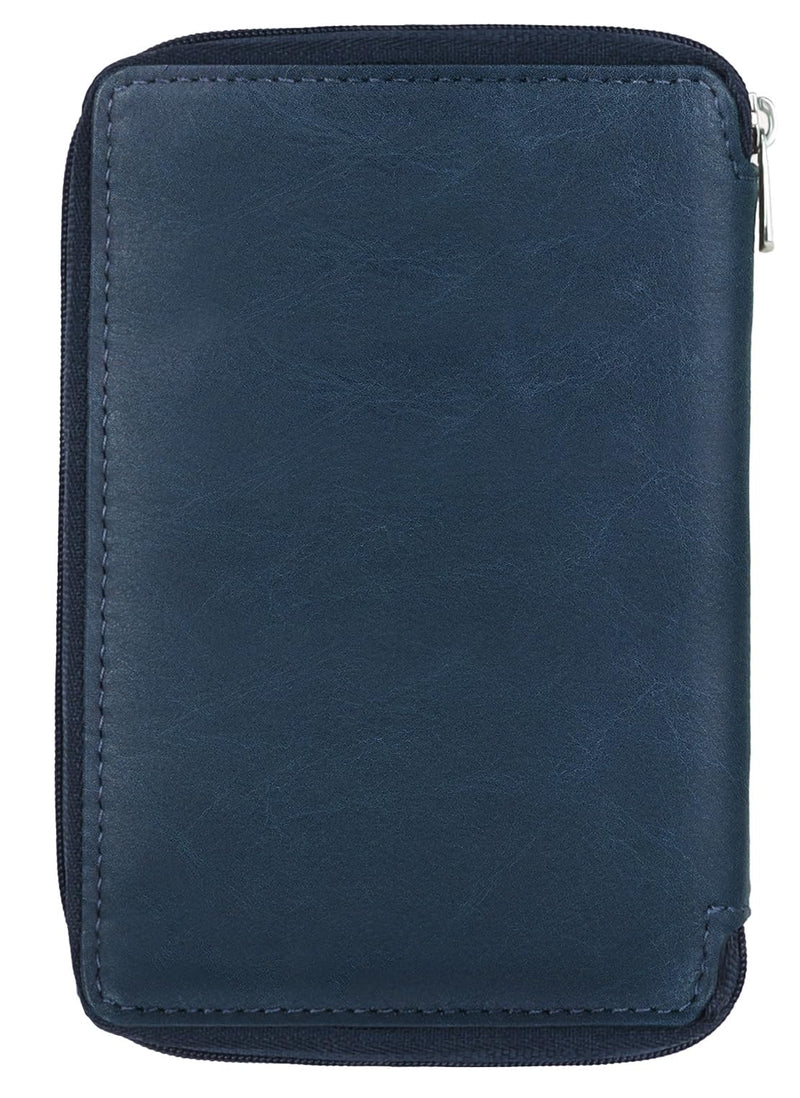 Hudson & James 100% Real Leather Travel Wallet Passport Holder Cover RFID Blocking- Document Case Organizer