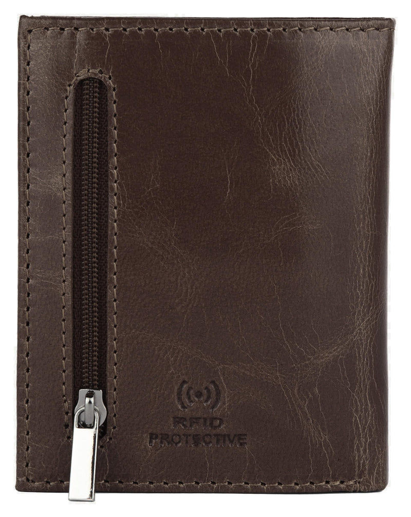 Hudson & James Slim Leather Holder Wallet Mens Minimalist Wallet Pop Up Design, RFID Blocking Metal Bank Card Case with Coins Pocket, ID Window, Hold up to 10 Cards