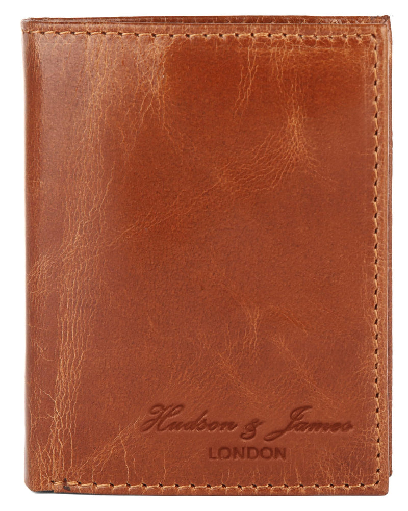 Hudson & James Slim Leather Holder Wallet Mens Minimalist Wallet Pop Up Design, RFID Blocking Metal Bank Card Case with Coins Pocket, ID Window, Hold up to 10 Cards