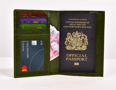 Hudson & James Passport Holder Real Leather RFID Blocking UK Passport Cover Travel Wallet Case with Card Slot Travel Document Organizer Ticket Travel Essential