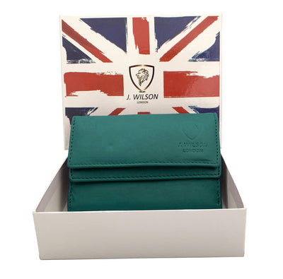 J. Wilson London Ladies RFID Safe Designer Leather Purse Card Women Wallet Zip Pocket Boxed