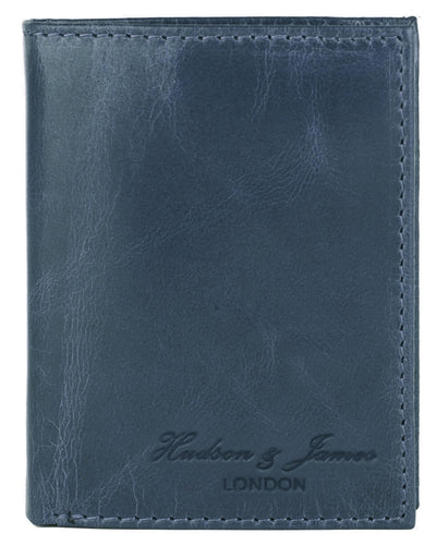 Hudson & James Slim Leather Holder Wallet Mens Minimalist Wallet Pop Up Design, RFID Blocking Metal Bank Card Case with Coins Pocket, ID Window, Hold up to 10 Cards