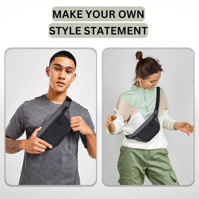 Hudson & James Bumbag Waist Fanny Pack Running Belt for Men Women Unisex Bum Bag Zipper Pockets Adjustable Belt, Waterproof Pocket for Outdoors Workout Hiking Gifts for Men Women