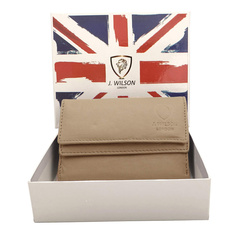 J. Wilson London Ladies RFID Safe Designer Leather Purse Card Women Wallet Zip Pocket Boxed