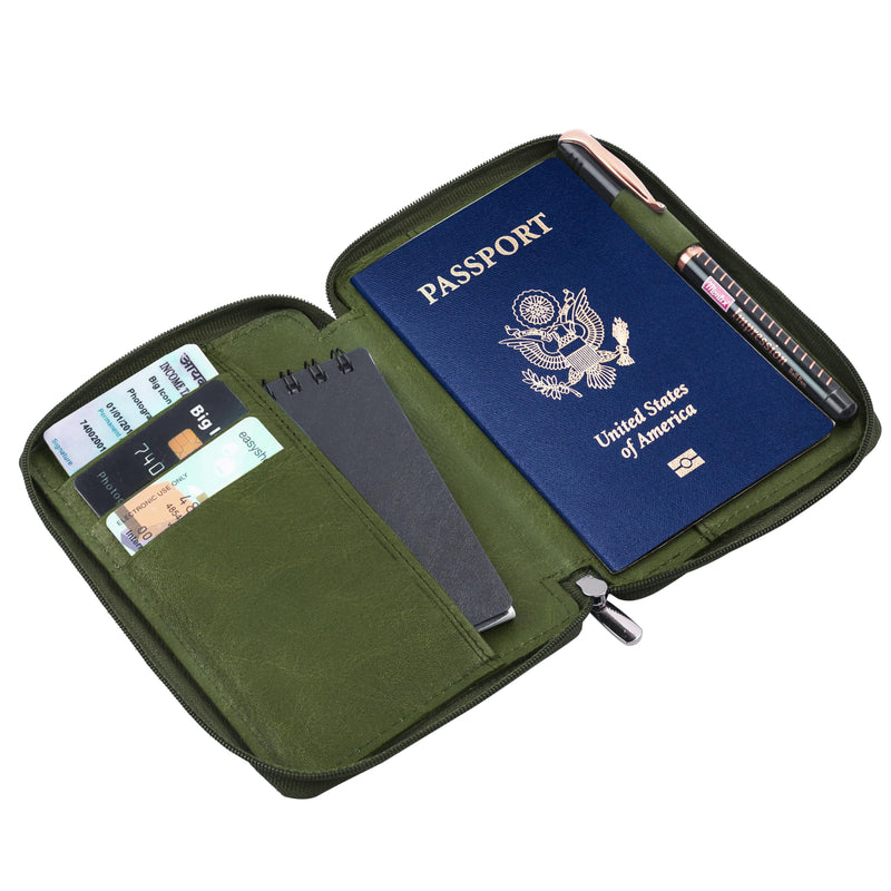 Hudson & James 100% Real Leather Travel Wallet Passport Holder Cover RFID Blocking- Document Case Organizer