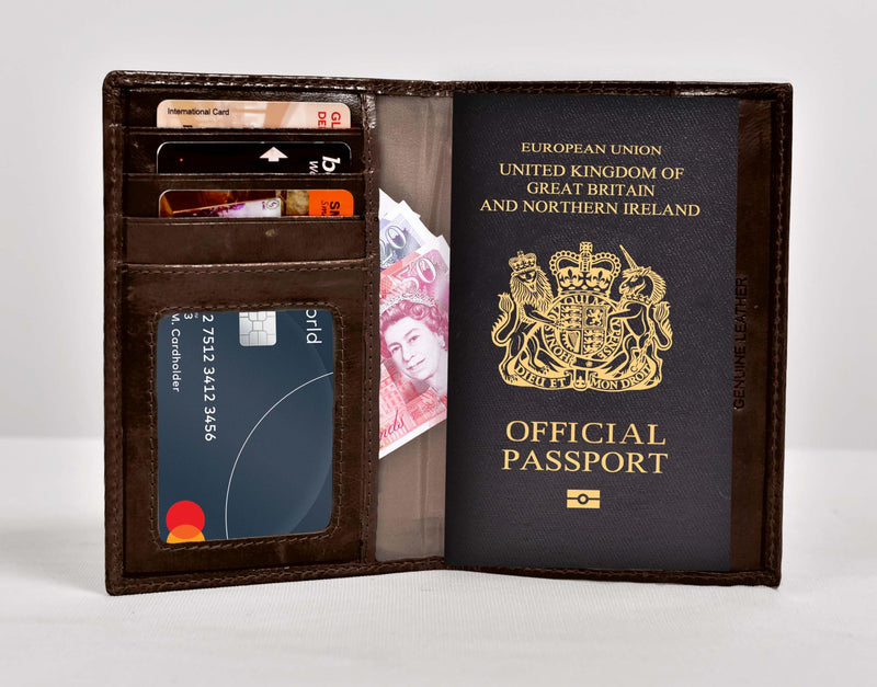 Hudson & James Passport Holder Real Leather RFID Blocking UK Passport Cover Travel Wallet Case with Card Slot Travel Document Organizer Ticket Travel Essential