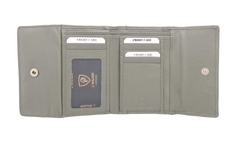 J. Wilson London Ladies RFID Safe Designer Leather Purse Card Women Wallet Zip Pocket Boxed