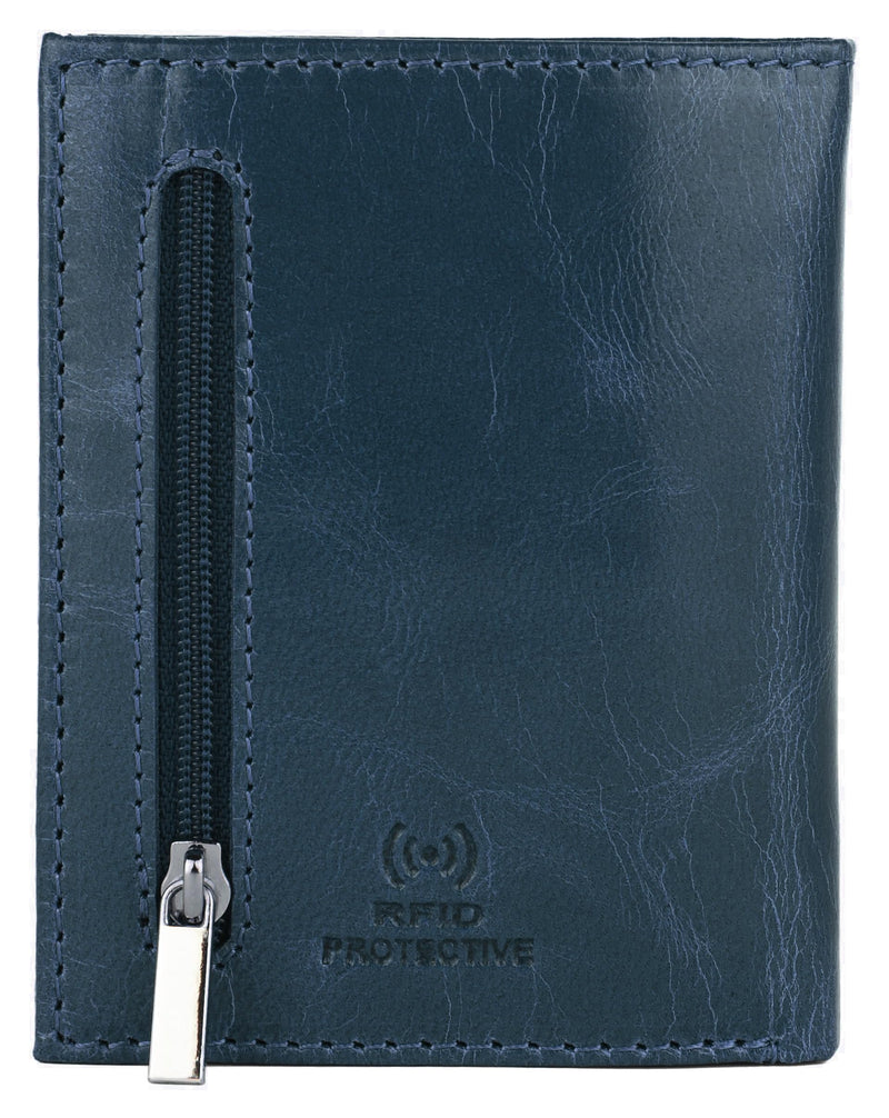 Hudson & James Slim Leather Holder Wallet Mens Minimalist Wallet Pop Up Design, RFID Blocking Metal Bank Card Case with Coins Pocket, ID Window, Hold up to 10 Cards
