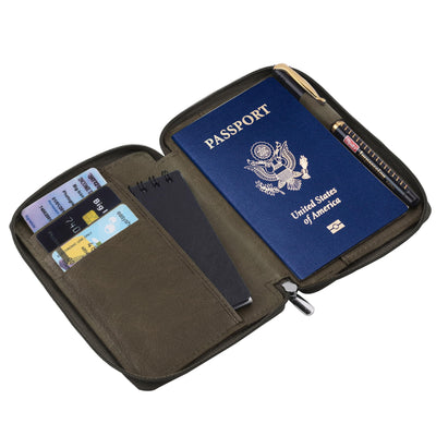 Hudson & James 100% Real Leather Travel Wallet Passport Holder Cover RFID Blocking- Document Case Organizer