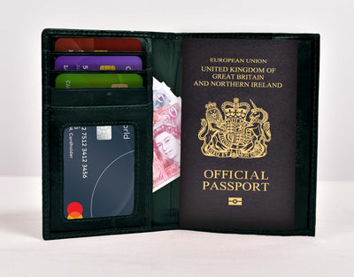 Hudson & James Passport Holder Real Leather RFID Blocking UK Passport Cover Travel Wallet Case with Card Slot Travel Document Organizer Ticket Travel Essential