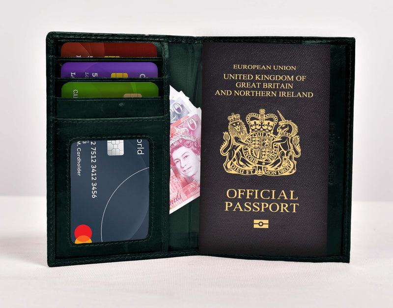 Hudson & James Passport Holder Real Leather RFID Blocking UK Passport Cover Travel Wallet Case with Card Slot Travel Document Organizer Ticket Travel Essential