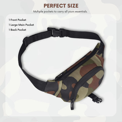 Hudson & James Bumbag Waist Fanny Pack Running Belt for Men Women Unisex Bum Bag Zipper Pockets Adjustable Belt, Waterproof Pocket for Outdoors Workout Hiking Gifts for Men Women