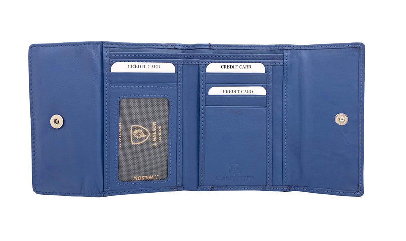 J. Wilson London Ladies RFID Safe Designer Leather Purse Card Women Wallet Zip Pocket Boxed