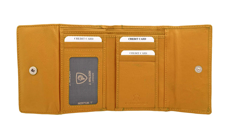 J. Wilson London Ladies RFID Safe Designer Leather Purse Card Women Wallet Zip Pocket Boxed