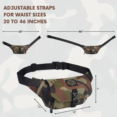 Hudson & James Bumbag Waist Fanny Pack Running Belt for Men Women Unisex Bum Bag Zipper Pockets Adjustable Belt, Waterproof Pocket for Outdoors Workout Hiking Gifts for Men Women