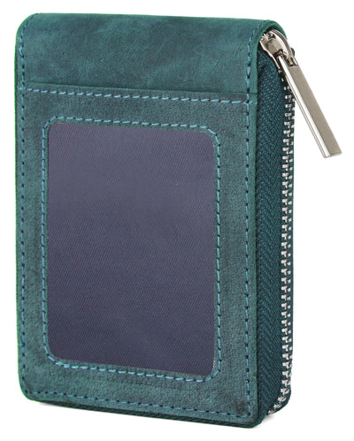 Hudson & James Slim Wallets with Gift Box for Men, Minimalist, RFID Blocking, Leather Wallet with 9 Credit Card Holders, 2 Banknote Compartments Zip Around
