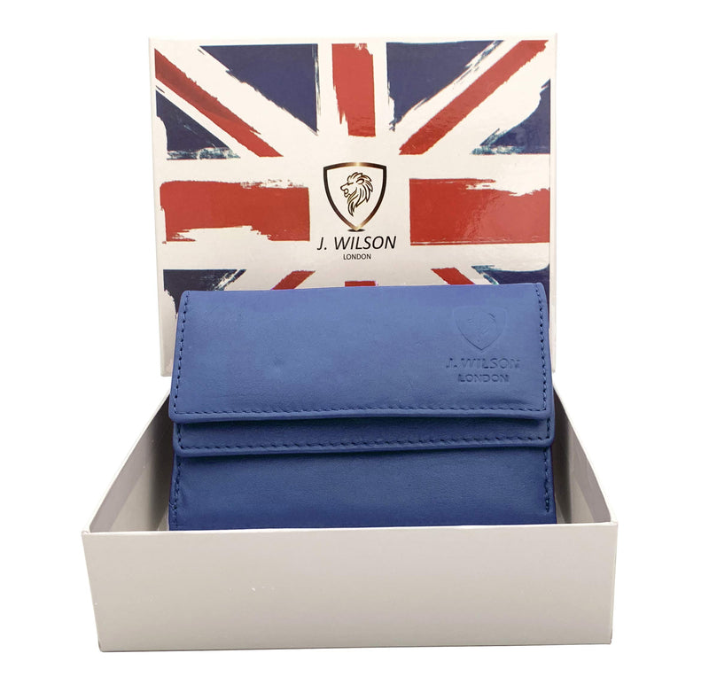 J. Wilson London Ladies RFID Safe Designer Leather Purse Card Women Wallet Zip Pocket Boxed
