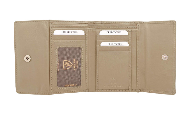 J. Wilson London Ladies RFID Safe Designer Leather Purse Card Women Wallet Zip Pocket Boxed