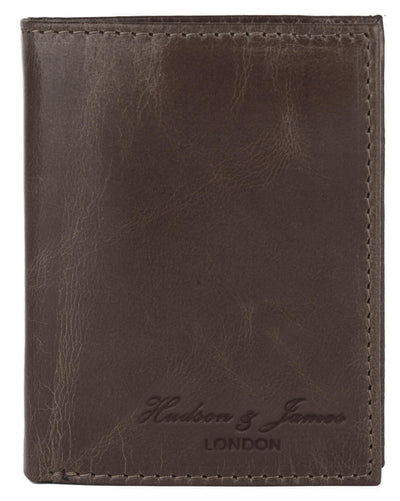 Hudson & James Slim Leather Holder Wallet Mens Minimalist Wallet Pop Up Design, RFID Blocking Metal Bank Card Case with Coins Pocket, ID Window, Hold up to 10 Cards