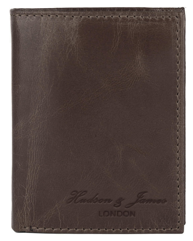 Hudson & James Slim Leather Holder Wallet Mens Minimalist Wallet Pop Up Design, RFID Blocking Metal Bank Card Case with Coins Pocket, ID Window, Hold up to 10 Cards