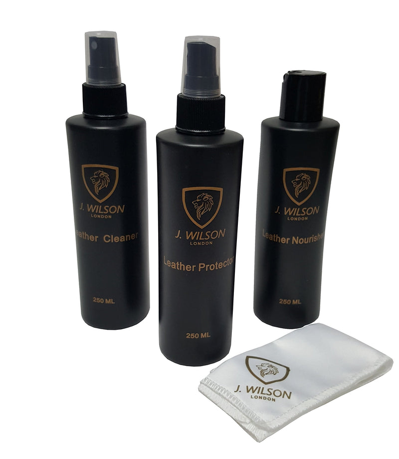 J. Wilson London Complete Leather Care Kit Cleaner Protector Nourisher Care Conditioner Maintain Protection Cream for Sofa Car Seats Handbags etc