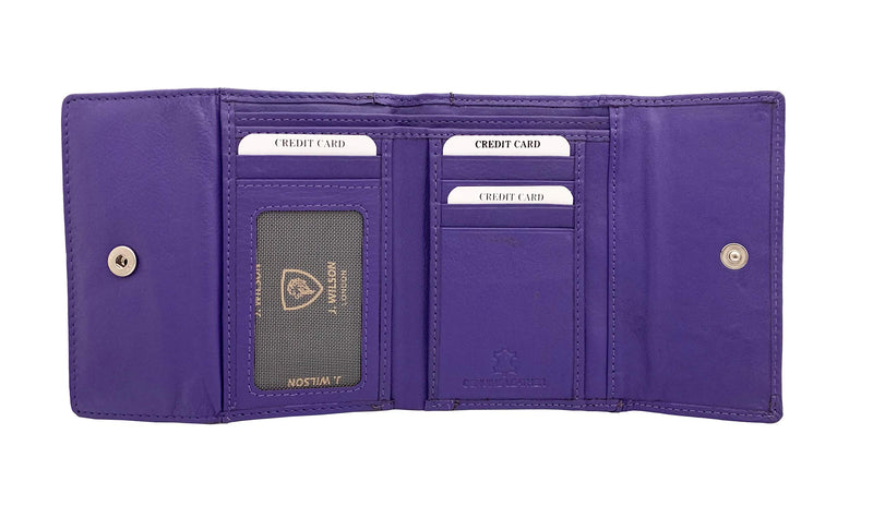 J. Wilson London Ladies RFID Safe Designer Leather Purse Card Women Wallet Zip Pocket Boxed