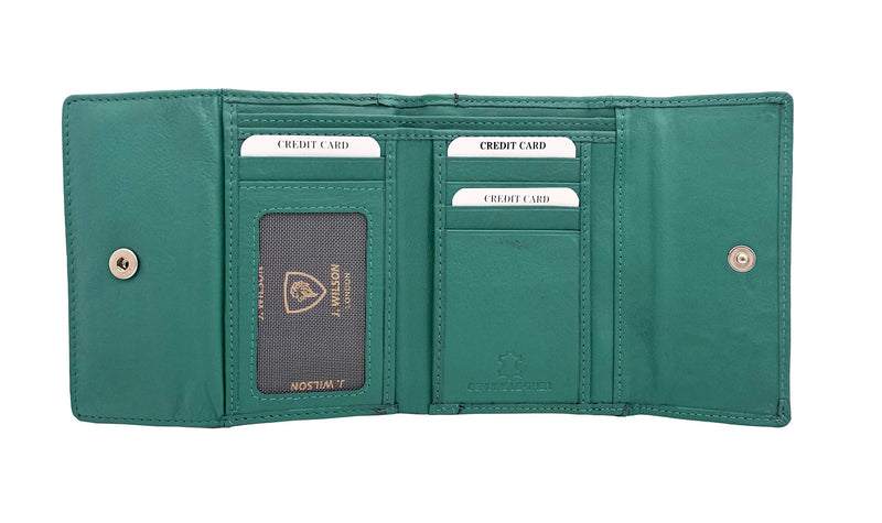 J. Wilson London Ladies RFID Safe Designer Leather Purse Card Women Wallet Zip Pocket Boxed