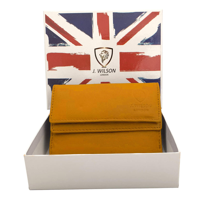 J. Wilson London Ladies RFID Safe Designer Leather Purse Card Women Wallet Zip Pocket Boxed