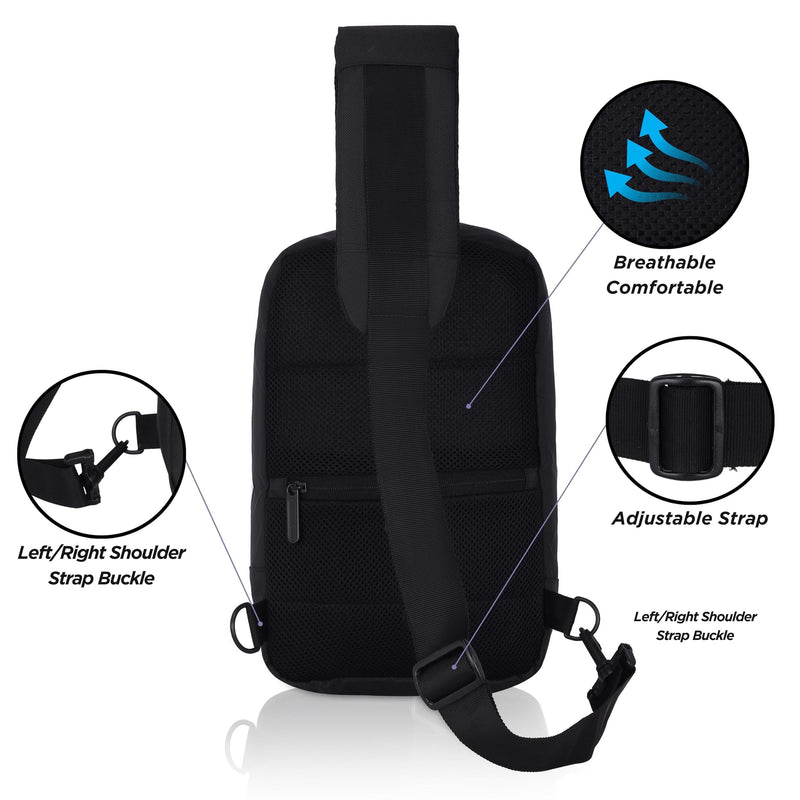 Hudson & James Small Sling Bag, Lightweight Crossbody Backpack for Men Women Kids, Shoulder Bag for Sports and Outdoor Walking Hiking Travel