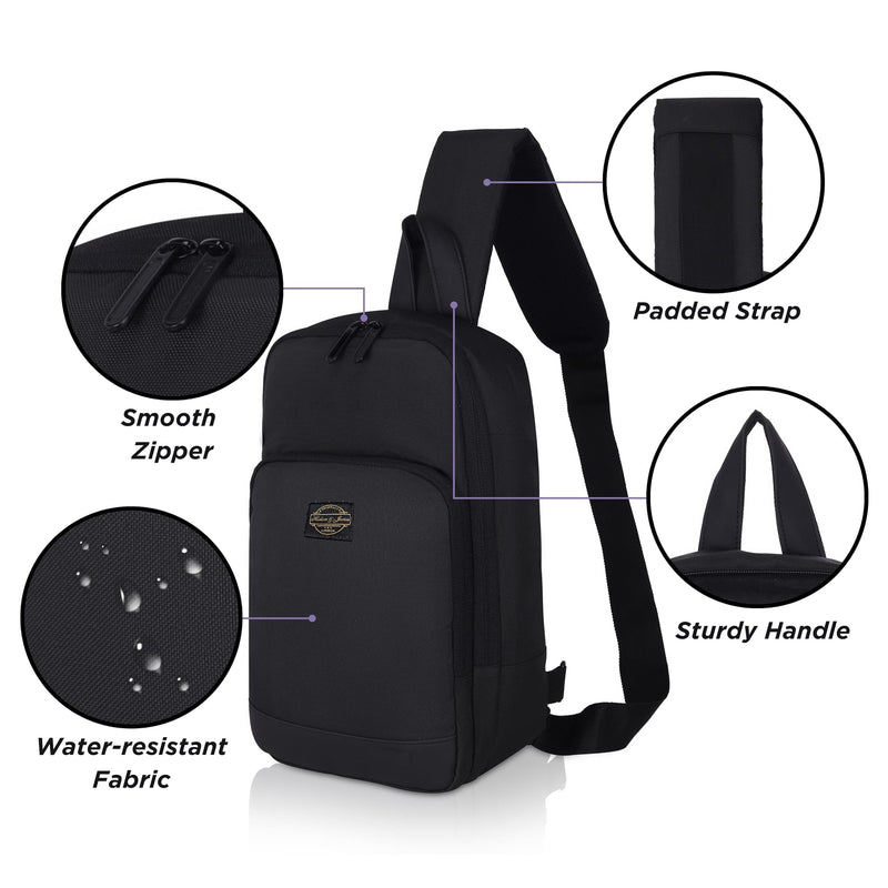 Hudson & James Small Sling Bag, Lightweight Crossbody Backpack for Men Women Kids, Shoulder Bag for Sports and Outdoor Walking Hiking Travel