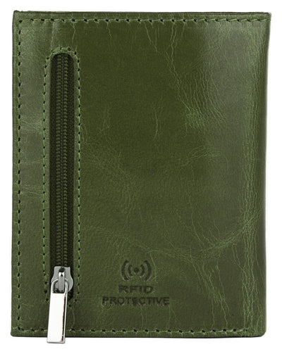 Hudson & James Slim Leather Holder Wallet Mens Minimalist Wallet Pop Up Design, RFID Blocking Metal Bank Card Case with Coins Pocket, ID Window, Hold up to 10 Cards