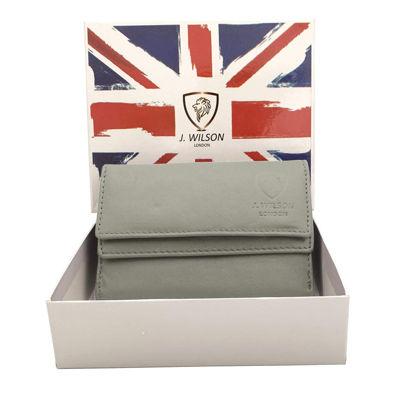 J. Wilson London Ladies RFID Safe Designer Leather Purse Card Women Wallet Zip Pocket Boxed