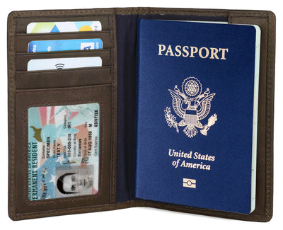 Hudson & James Passport Holder Real Leather RFID Blocking UK Passport Cover Travel Wallet Case with Card Slot Travel Document Organizer Ticket Travel Essential