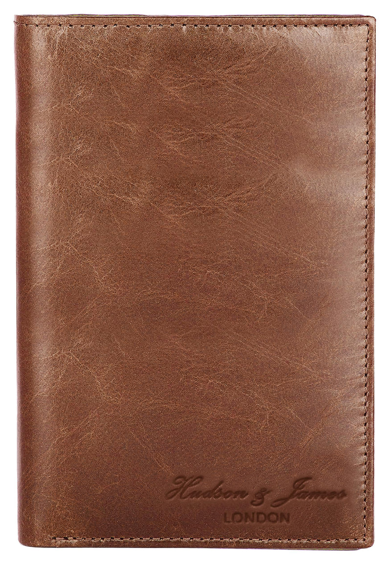 Hudson & James Passport Holder Real Leather RFID Blocking UK Passport Cover Travel Wallet Case with Card Slot Travel Document Organizer Ticket Travel Essential