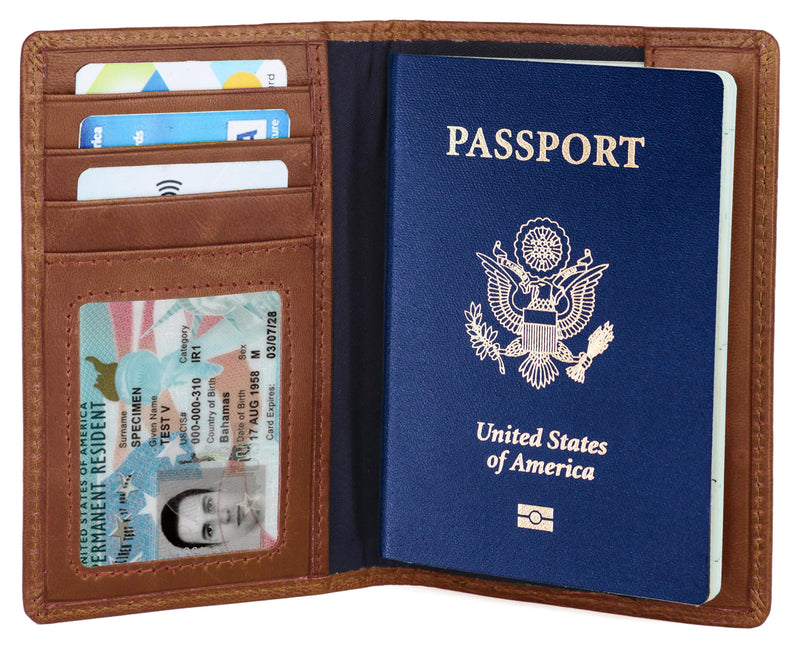 Hudson & James Passport Holder Real Leather RFID Blocking UK Passport Cover Travel Wallet Case with Card Slot Travel Document Organizer Ticket Travel Essential