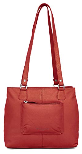 Designer Genuine Real Nappa Leather Handmade Women Ladies Travel Satchel Everyday Crossover Cross body Work iPad Shoulder Handbag Bag (Blue) (Red)