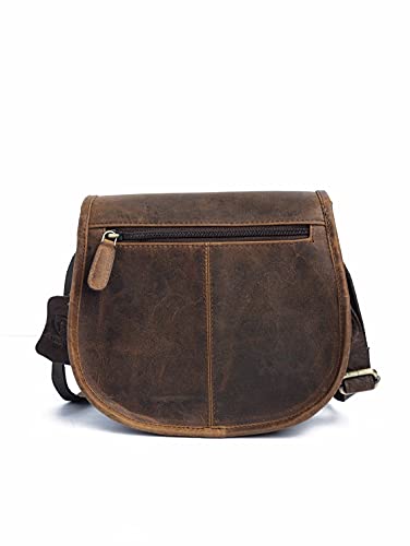 J. Wilson London - Designer Genuine Real Distressed Retro Vintage Hunter Leather Handmade Women Ladies Unisex Flapover Gypsy Festival Travel Crossover Shoulder Bag