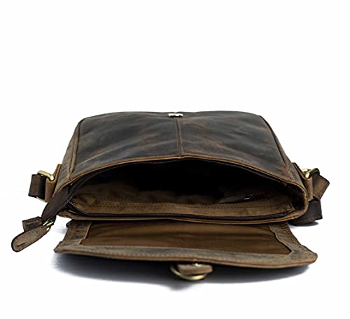 J. Wilson London - Designer 100% Pure Genuine Real Distressed Vintage Hunter Leather Handmade Unisex Crossover Shoulder Messenger Briefcase Bag