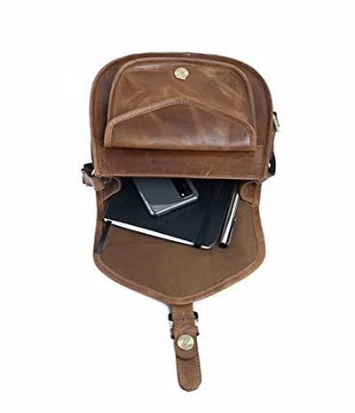 J. Wilson London - Designer Genuine Real Distressed Retro Vintage Hunter Leather Handmade Women Ladies Unisex Flapover Gypsy Festival Travel Crossover Shoulder Bag