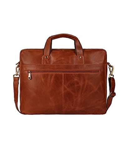 J WILSON London - Designer Genuine Real Distressed Leather 15" Laptop Handmade Unisex Crossover Flapover Everyday Crossover Work iPad Shoulder Messenger Briefcase Bag