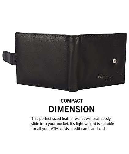 Designer Hudson & James London Real Leather Mens Wallet Credit Carder Holder Bifold Purse RFID Safe ID Protection Contactless Card Blocking with Gift Box