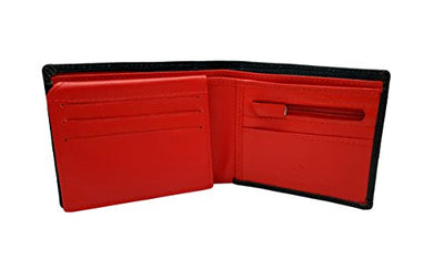 Designer "J Wilson" 5236 Real Genuine Mens Quality Leather Wallet Card Coin Red Black