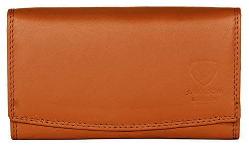 J. Wilson London Ladies Luxury Designer Wallet with Multiple Compartments, Soft Nappa Leather, RFID Protection, Zip Pocket, for Women