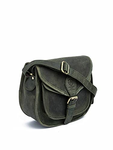 J. Wilson London - Designer Genuine Real Distressed Retro Vintage Hunter Leather Handmade Women Ladies Unisex Flapover Gypsy Festival Travel Crossover Shoulder Bag